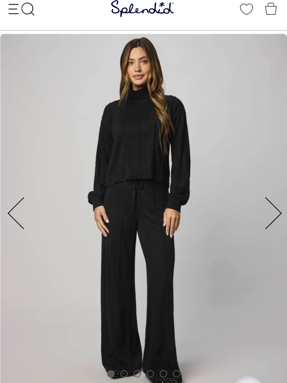 Splendid Black Cable Lounge Wide-Leg Drawstring Pants